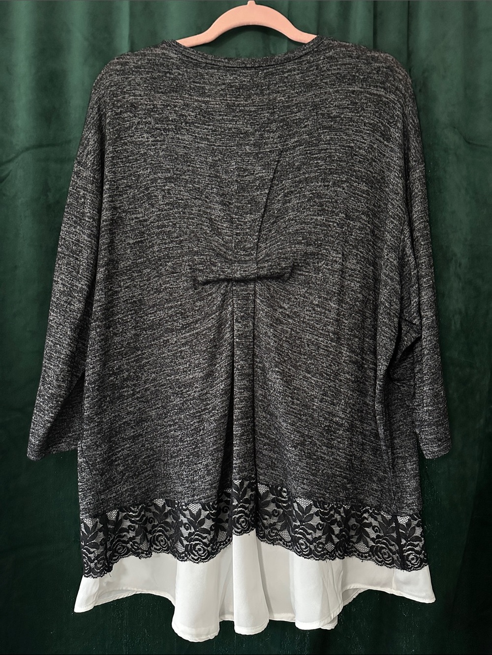 Gray Layered Lace-Hem Women's Top - Picture 5 of 5